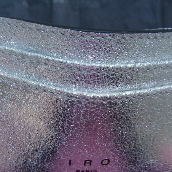 New Women's Iro Paris Credit Card Case, Silver Leather, Size 4 " X 2,8 " - Picture 2 of 7